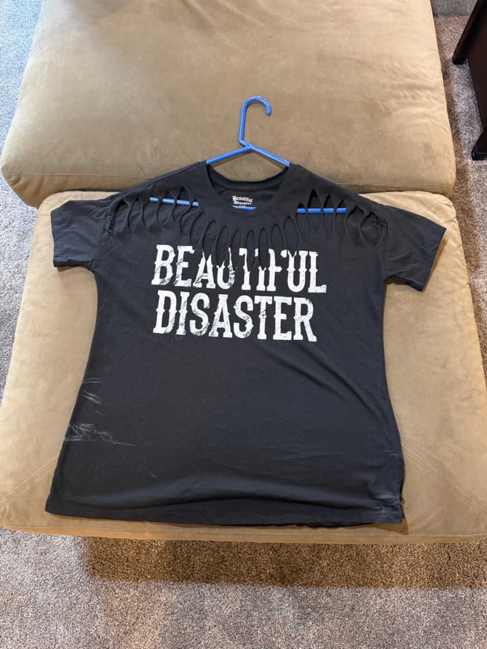 Black 'Beautiful Disaster' Distressed Graphic Tee - Women's Short Sleeve